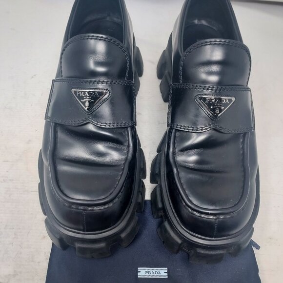 Prada Black MENS Chunky Monolith Lug Sole Platform Loafer - Picture 1 of 13